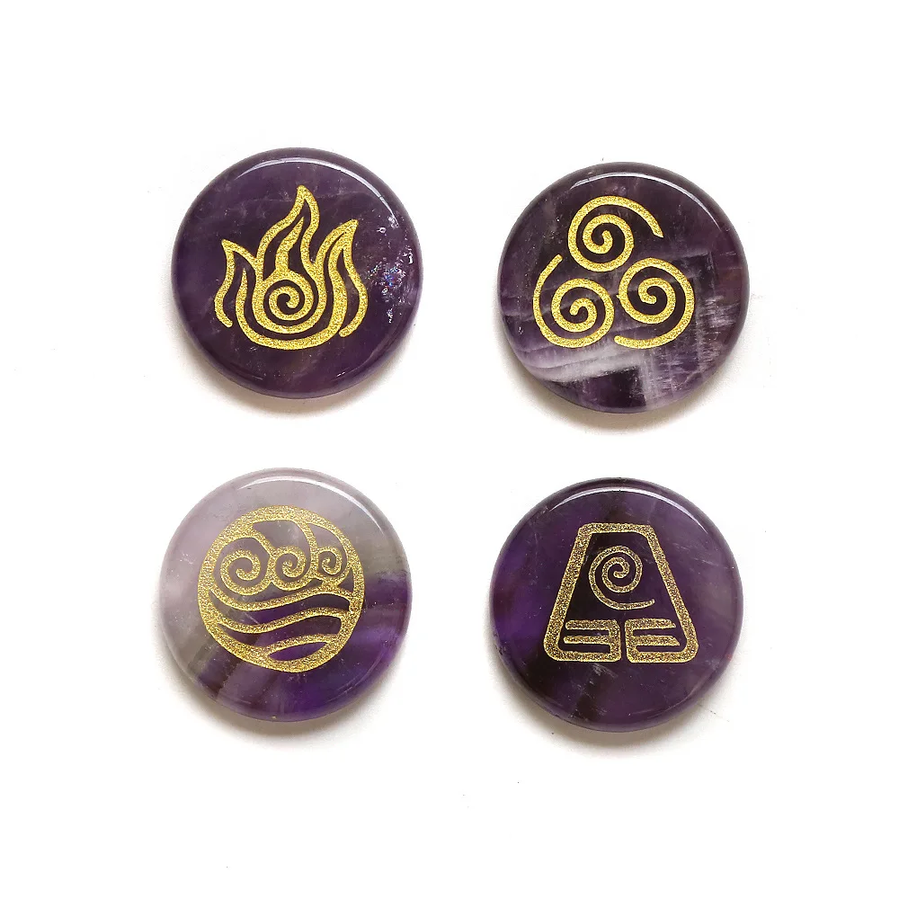 4pcs Natural Crystal Bead Decoration Ancient Greek Four-element Water Mountain Fire Earth Symbol Stone New DIY Jewelry Making | Украшения и