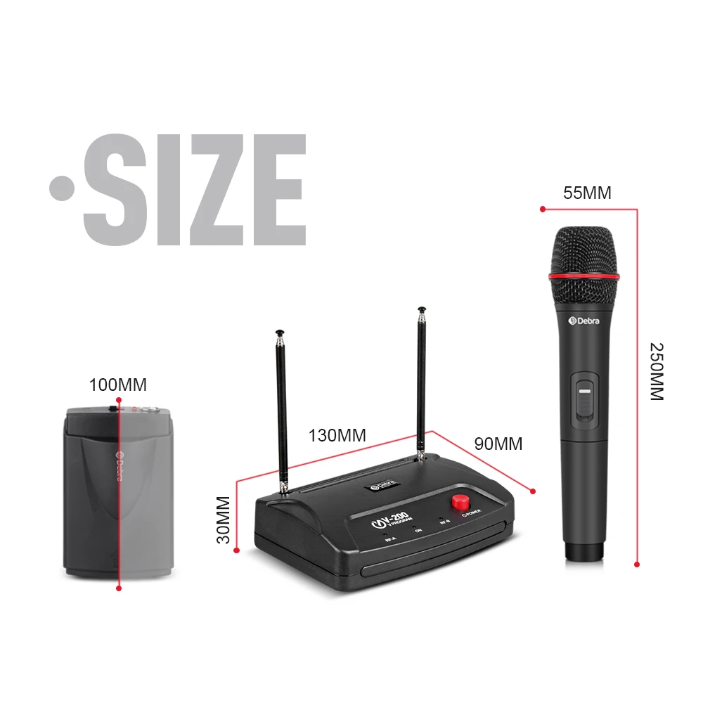 Беспроводная микрофонная система Debra Audio V 200 2 канала VHF с 1 ручным и петличным