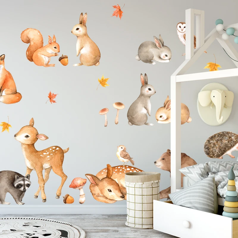 Милые Мультяшные Африканские животные Луг настенные наклейки для детской