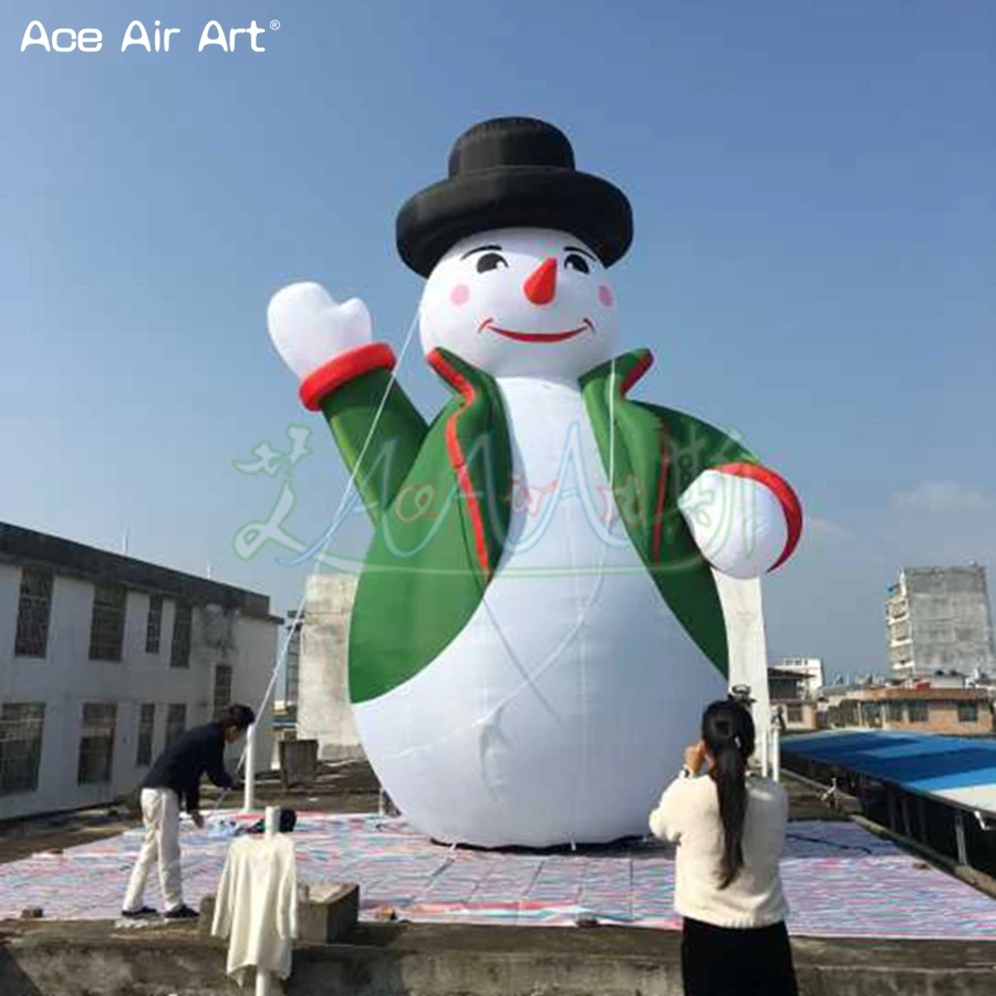 

8m H customized Christmas balloon,inflatable snowman model,snow man replica standing for advertising on Festival