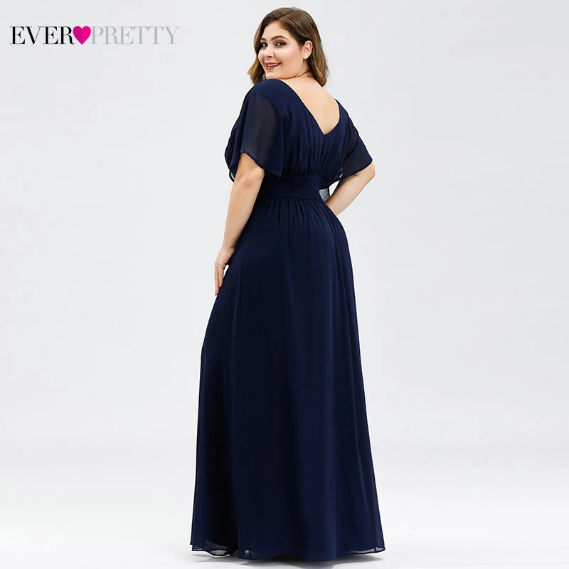 Вечерние платья размера плюс для женщин Ever Pretty EP07851 А силуэта с v образным вырезом
