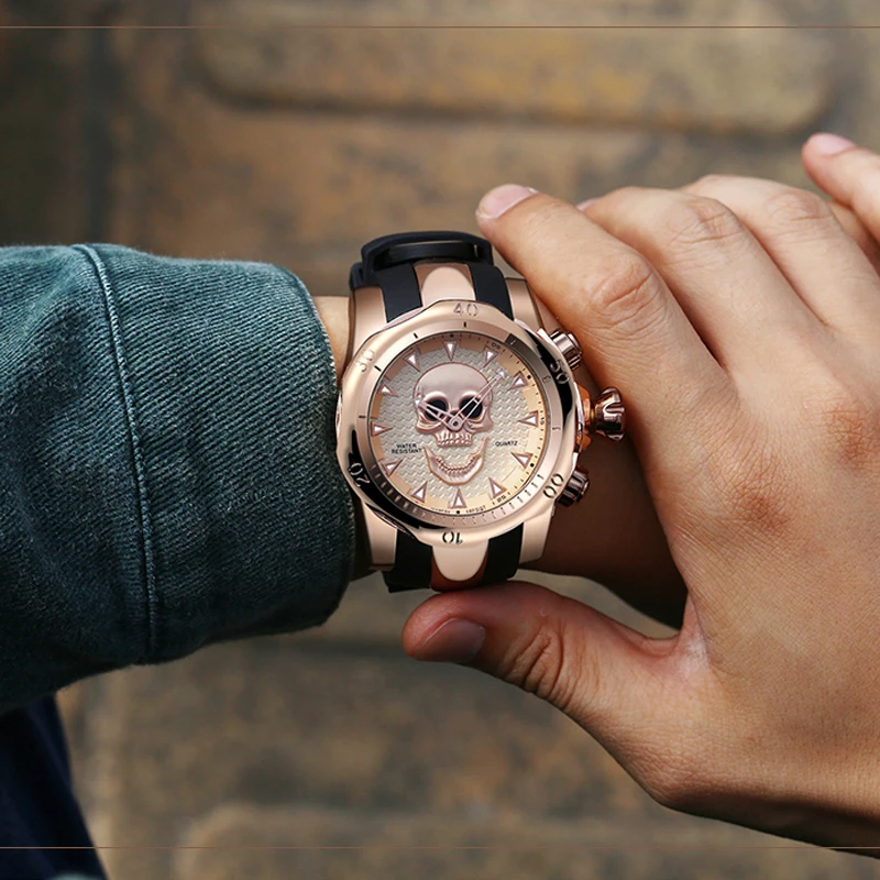 Hot Silicone Blet Casual Sport Watches Men 3D Skull Face Quartzwatch Luxury Brand Military Wrist Watch relogios masculino 2019 | Наручные