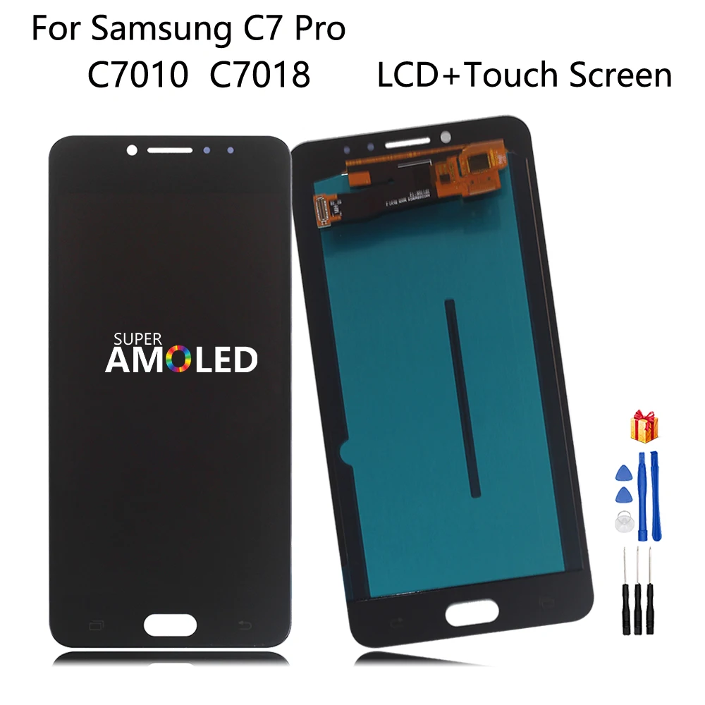 ЖК дисплей Amoled для Samsung Galaxy C7 Pro сенсорный экран с цифровым преобразователем в