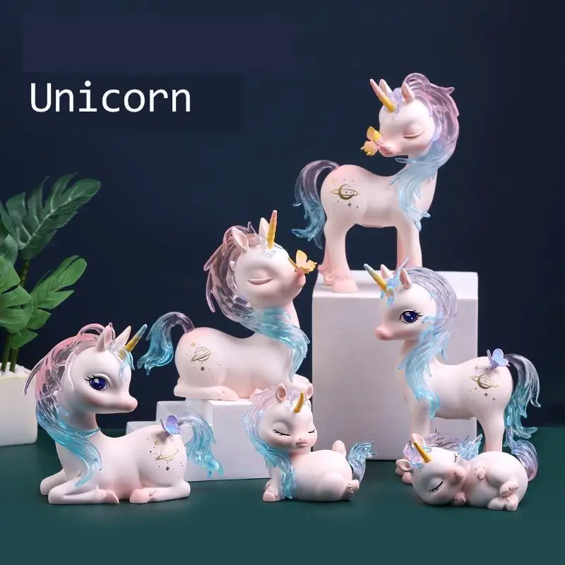 

1 Piece Cute Unicornes Cake Topper Decoration Boy Girl Birthday Figures Fairy Animal Figurine Home Car Desk Ornaments Kids Gift
