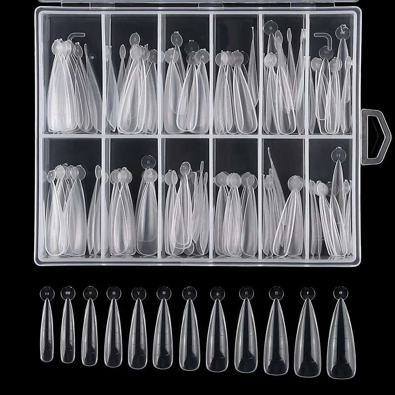 

120Pcs Water-Drop/C Curve False Dual System Nail Tips U-shaped with Scale for Nail Extension Press on Nails Manicure Forms Mold
