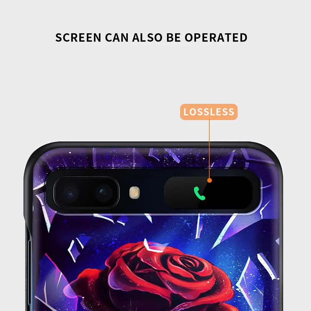 

Black Case for Samsung Galaxy Z Flip Hard Cover for Galaxy Z Flip 5G Phone Coque Funda Fall Shell Red Rose Black