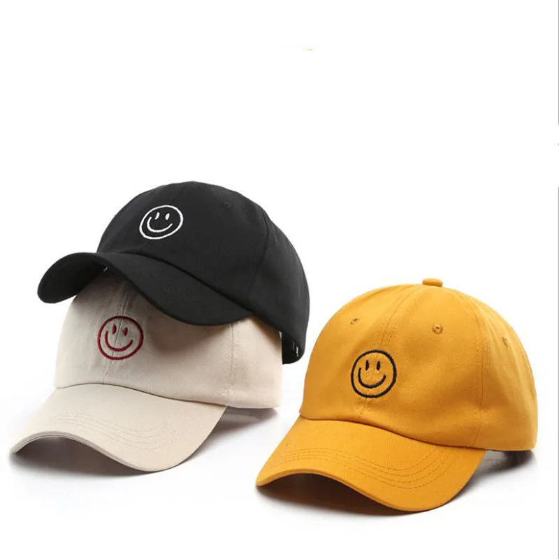 Бейсболка с вышивкой смайлик унисекс повседневная Кепка в стиле хип-хоп кепки