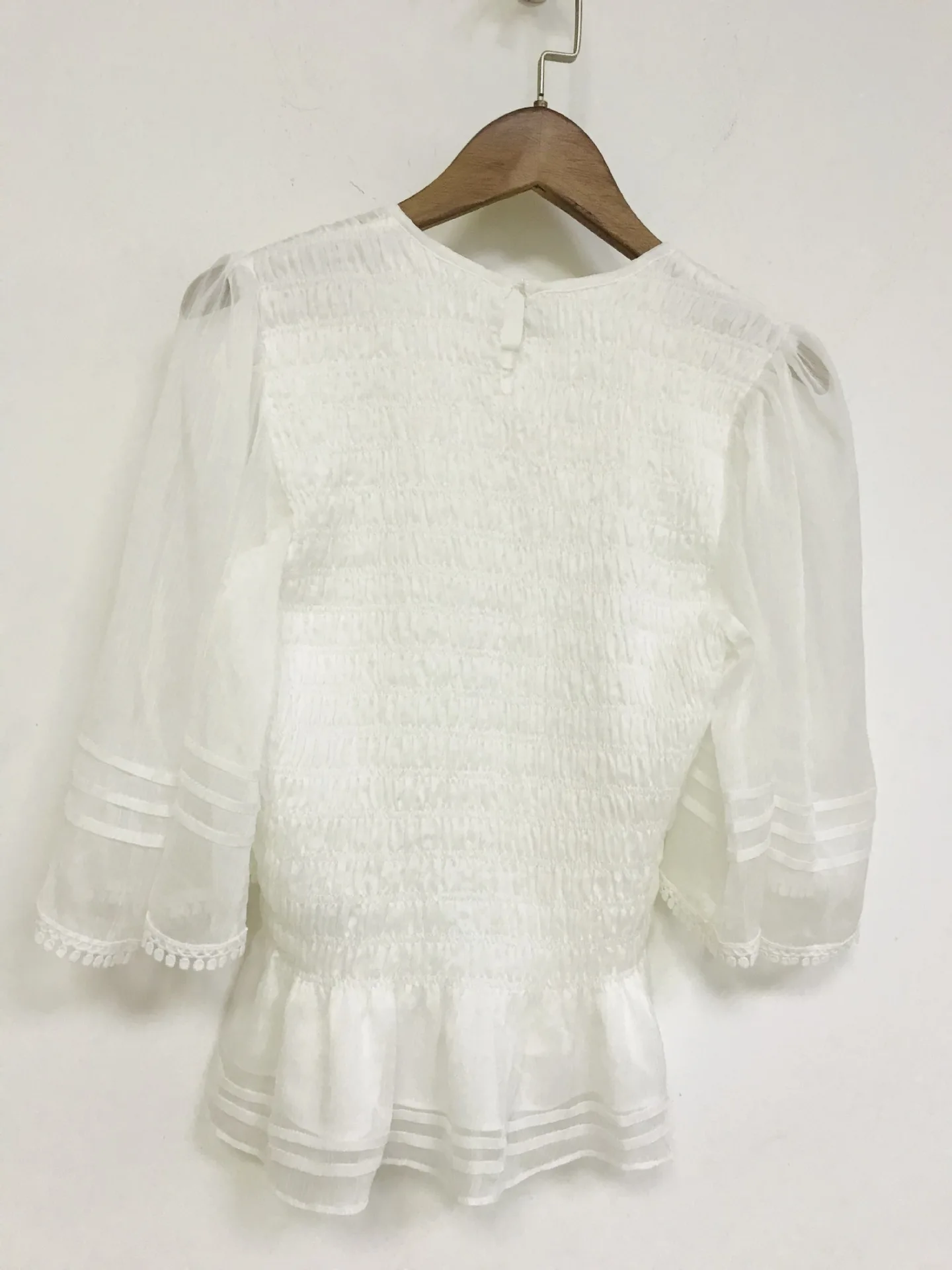 

Summer and 2021 Autumn New Shirts Fashionable Casual Ruffled Wide-sleeved Solid Color Shirt Top