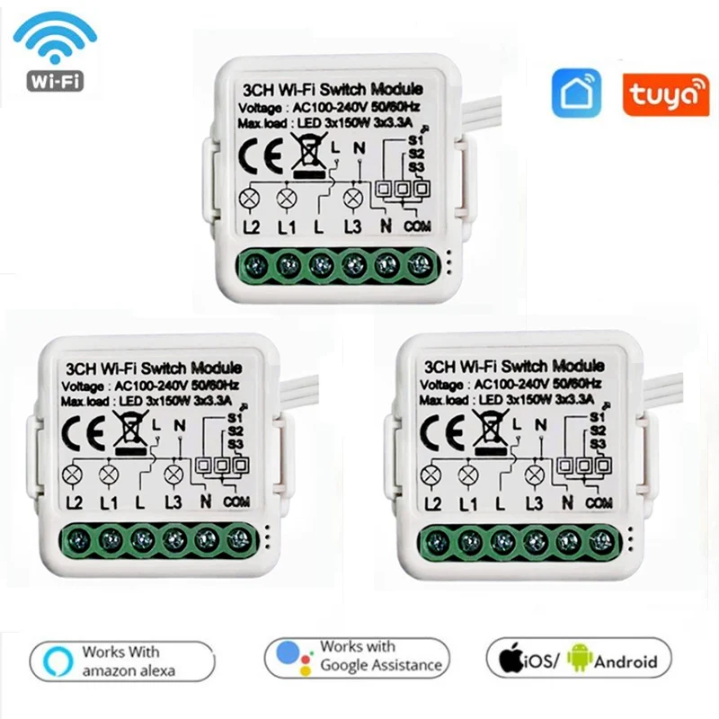 

Tuya Zigbee Switch Module 3-way Dual-control110V-240V Tuya/Smart Things Wireless Light Switch Relay Compatible Alexa Google