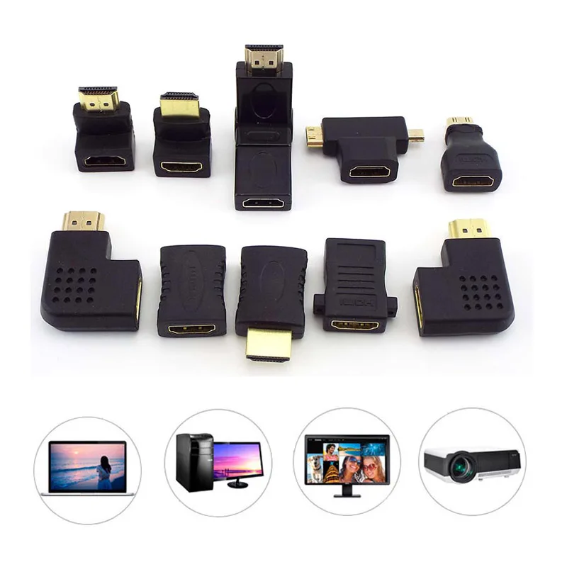 

Совместимому с HDMI конвертер «Папа-мама» мини микро соединитель расширителя кабель ноутбука 1080P 4K HD 90 180 270 360 градусов