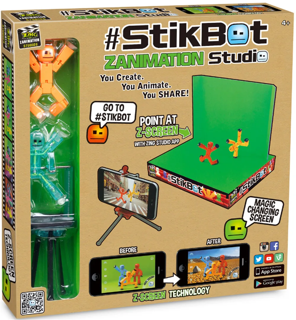Stikbot دمية مصاصة المشتركة دمية تجميد عمل الشكل تصوير الرسوم المتحركة اللعب ترايبود شاشة خضراء