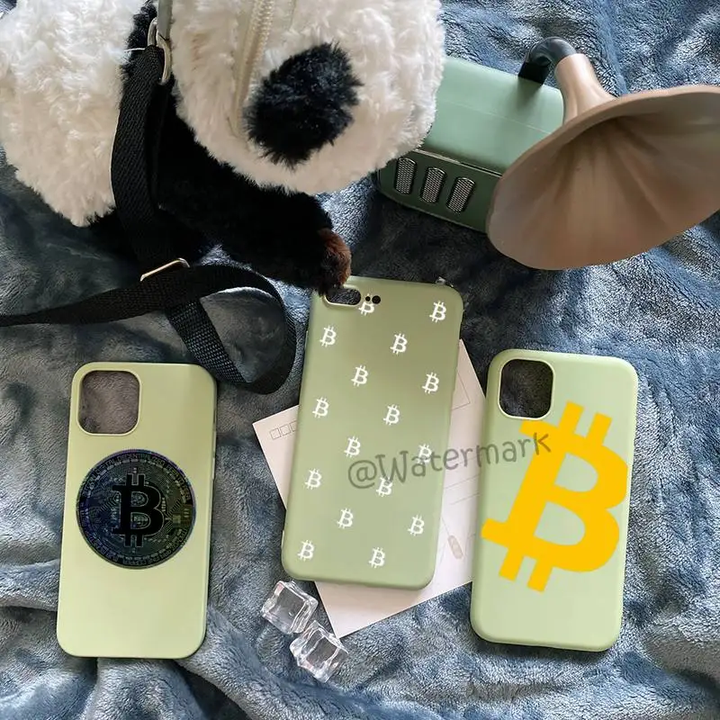

I Love Accept Bitcoin Phone Case For IPhone 12 11 Xs Pro Max X Xr 8 7 6s 6 Plus Light Green Candy Colors Cover