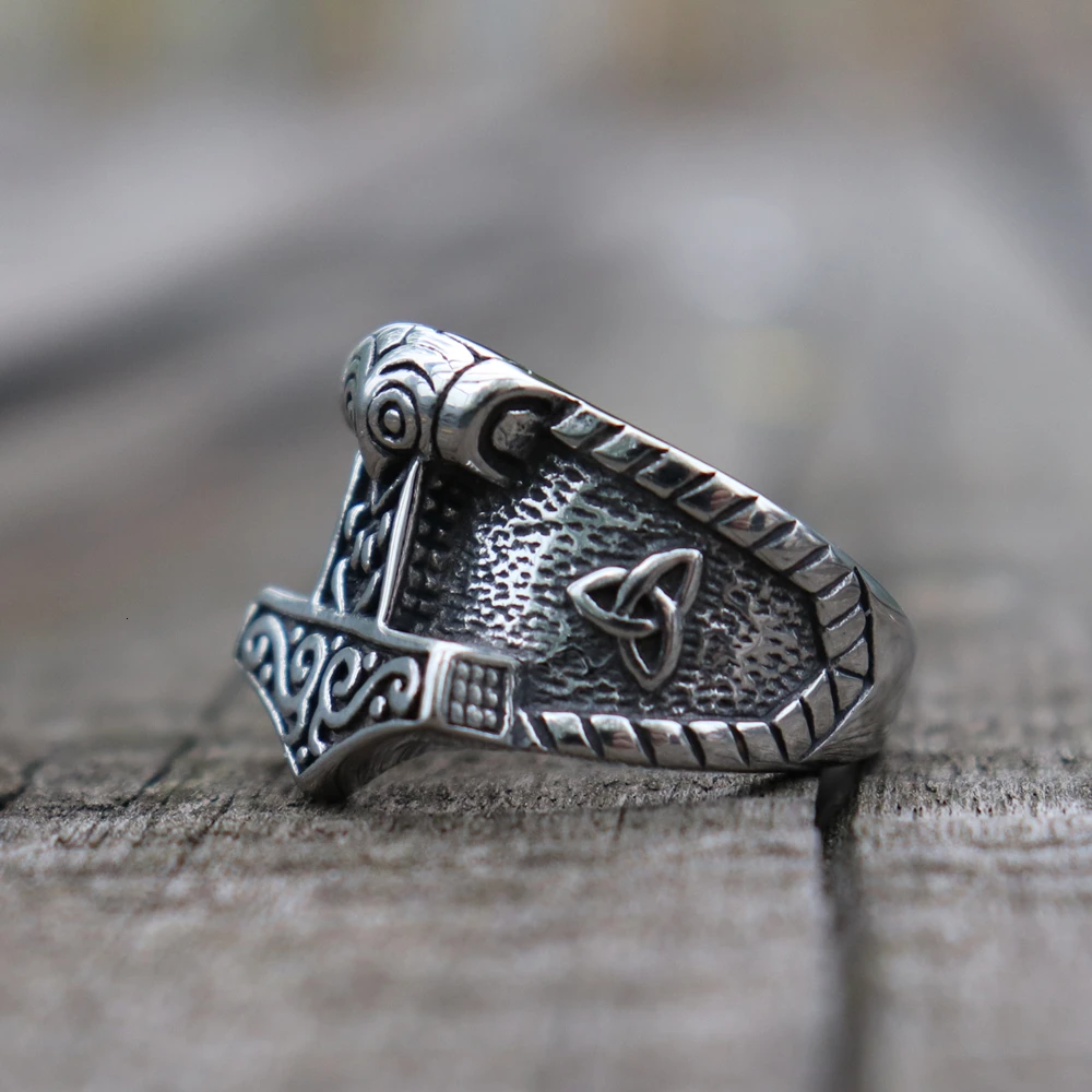 Viking кольцо из нержавеющей стали 316L Celtics узел руны мьельнир Тора кольца Hammer S нордический амулет ювелирные изделия