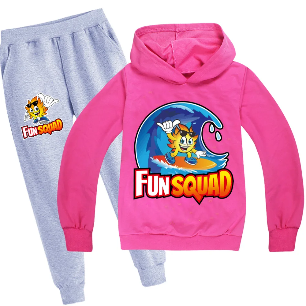Fashion Autumn Fun Squad game Children's Sweater Cartoon Boys Hoodies Teens Boy Long Sleeve Tshirt+pants suit kids Clothes Set