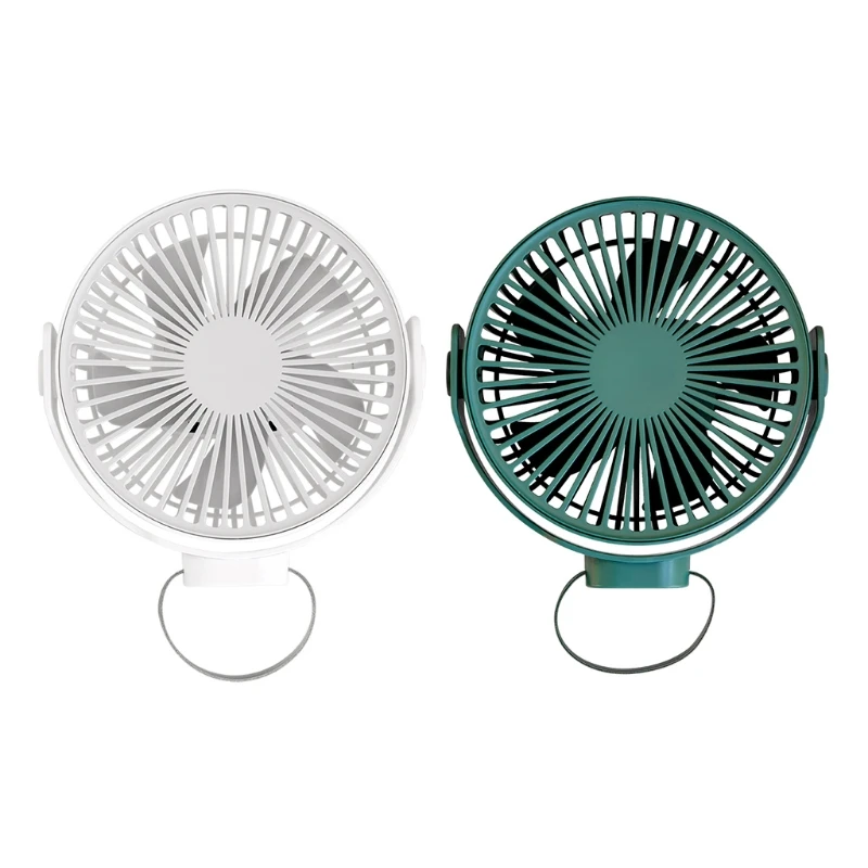 

360 Degree Rotation 7-Inch USB Rechargeable 4000mAh Desk Fan Hanging Fan 4 Speed Ceiling Fan for Camping Tent Outdoor School Car