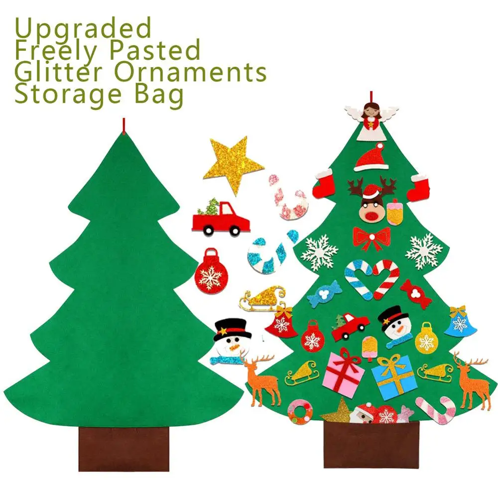 2019 DIY войлочная Рождественская елка с блестящими орнаментами свободно