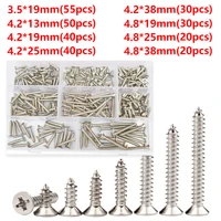 m3 5m4 8 304stainless steel phillips flat head self tapping screw cross recessed thread metric countersunk bolts assortment kit