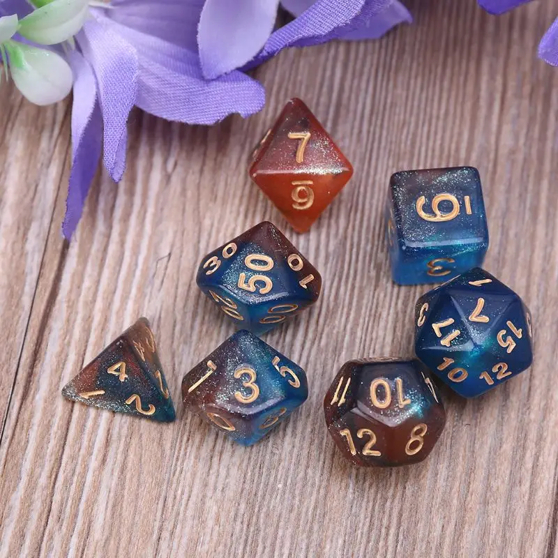 7 шт D20 акриловые многогранные кости блестящие Двойные Цвета 20 сторонних кубиков