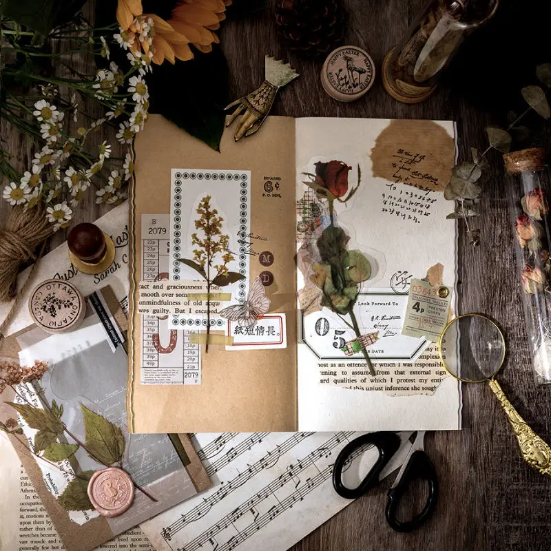 

PET large size waterproof plant bouquet specimen book transparent hand account sticker ins wind decorative small pattern