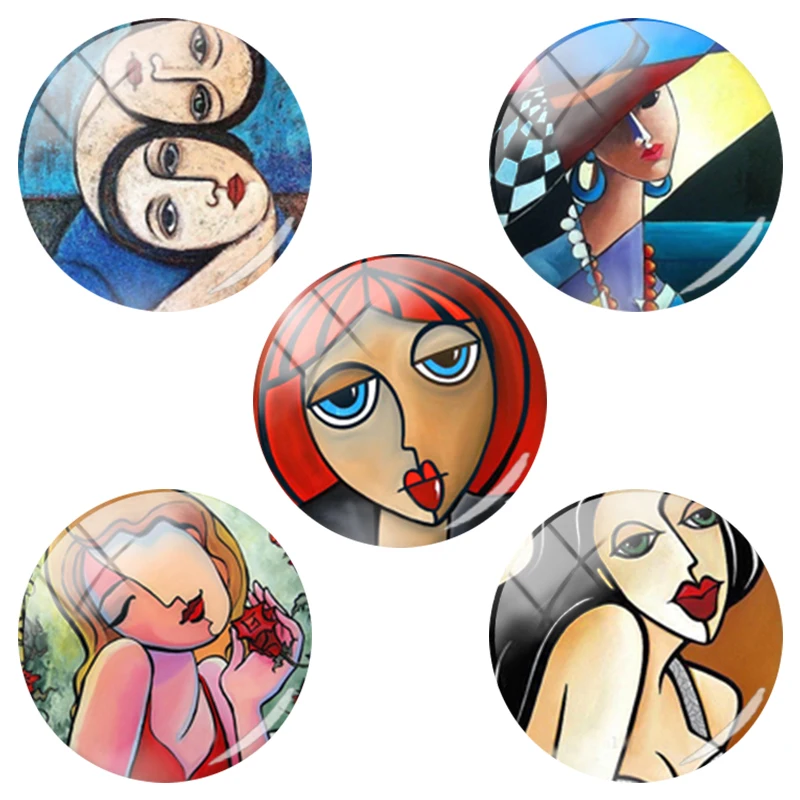 Фоторамка для западных девушек стеклянные бусины женщин 12-25 мм Круглый купол