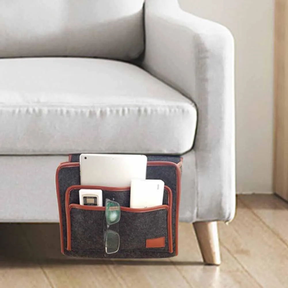 

Hanging Bag Bedside Storage Organizer Bed Felt Pocket Caddy Sofa Phone Holder