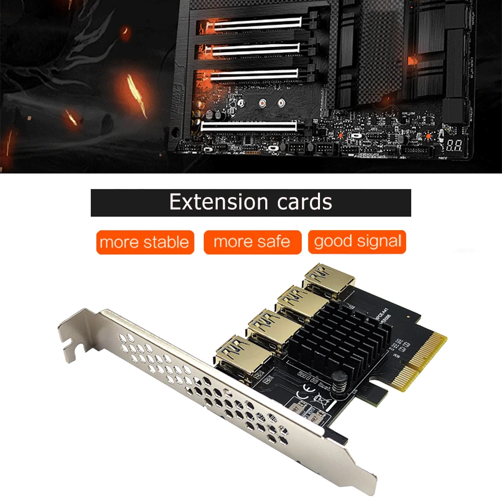 

PCI-E-A41 PCI-E 4X to USB 1 to 4 Riser PCI Express 4X/8X/16X Extender Expansion Card for B250 Mining Converter Adapter