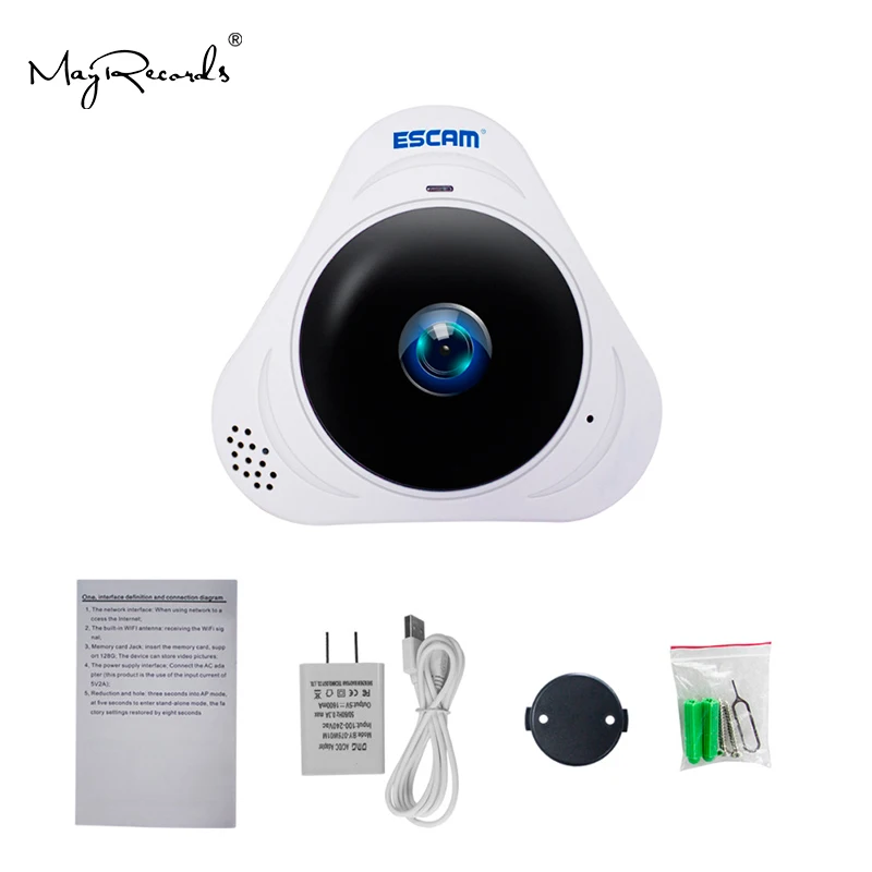 ESCAM Q8 HD 960P 360 МП панорамный монитор градусов рыбий глаз WIFI ИК Инфракрасная камера VR