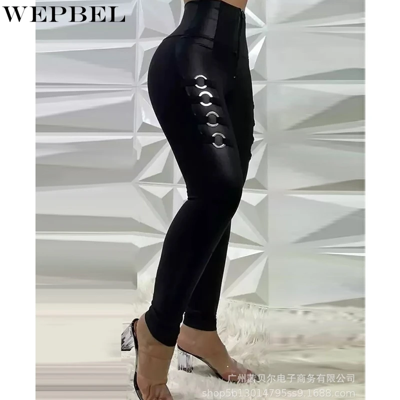 

Длинные брюки WEPBEL, женские повседневные однотонные брюки с прострочкой, осенние модные облегающие брюки-карандаш с высокой талией
