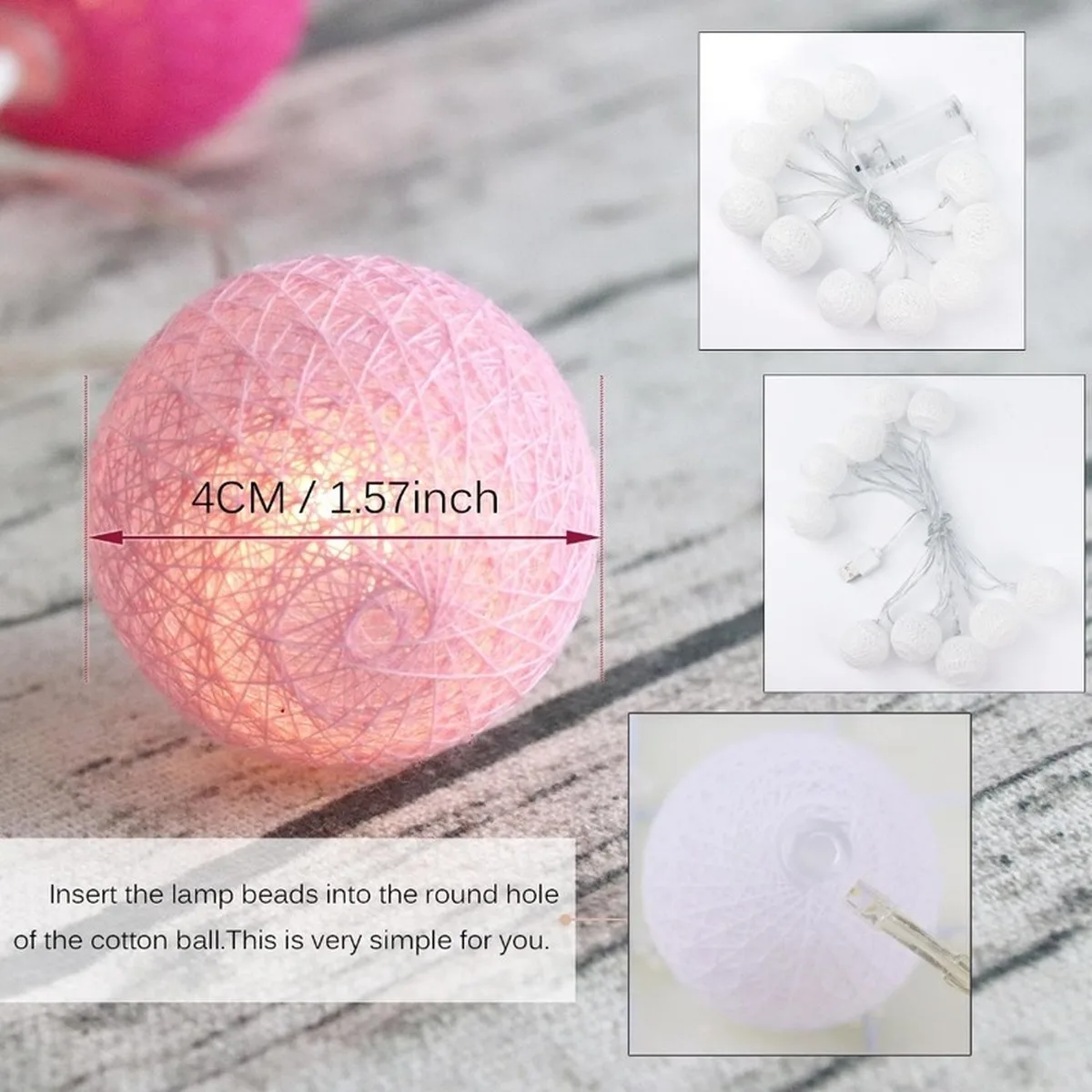 

Led String Lights Cotton Balls USB Garland Lamps Patio Fairy Light for Outdoor Garden Wedding Decoration 1.5m 3m 4.5m 10m