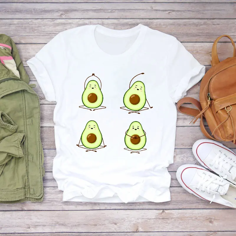 

Kawaii Женская одежда с мультяшным принтом пчелы кошки авокадо летние Графические футболки эстетические футболки женские футболки винтажные