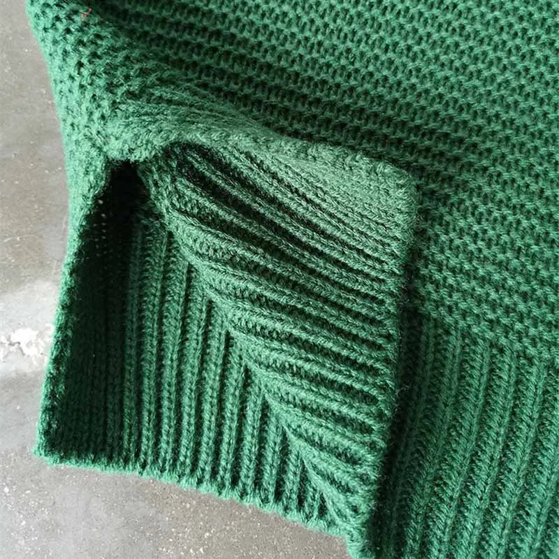 Повседневный свободный осенний свитер с высоким воротником Женские однотонные