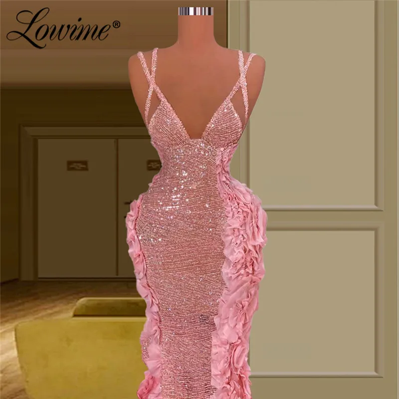 Купи Lowime Customized Pink Party Dress For Weddings Mermaid Celebrity Dresses Vestido De Festa Plus Size V Neck Arabic Evening Gown за 13,766 рублей в магазине AliExpress