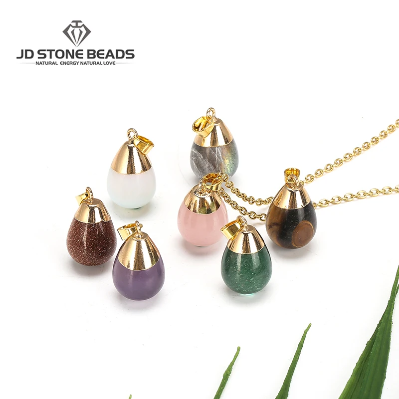 

Недорогие подвески в форме капли воды, розовый камень, кварц, зеленый авантюрин, подвески для ожерелья, милое ожерелье из нержавеющей стали