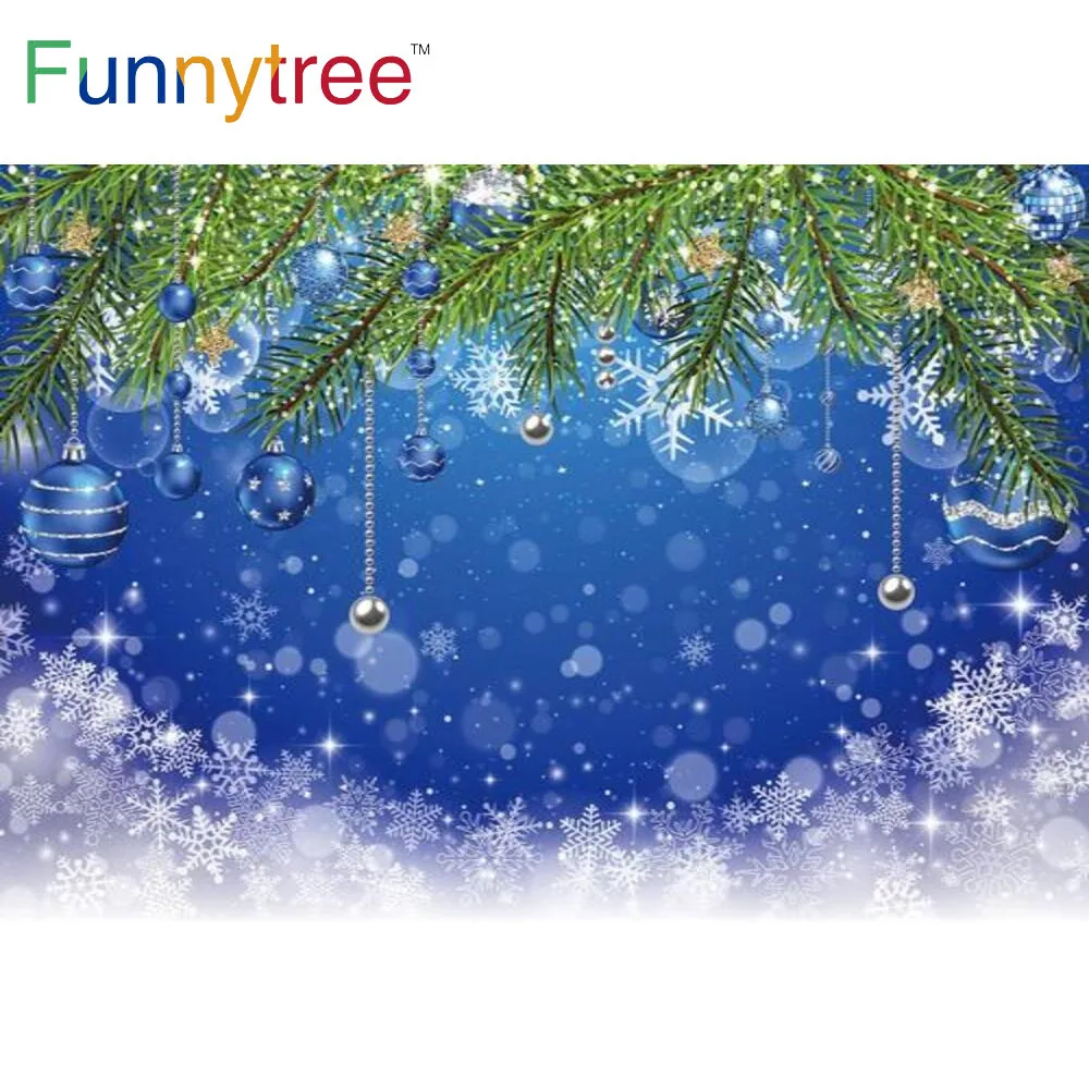

Funnytree Winter Bells Christmas Party Background Branches Snowflake Dots Banner Wonderland Fairy Stars Glitter Photo Backdrop