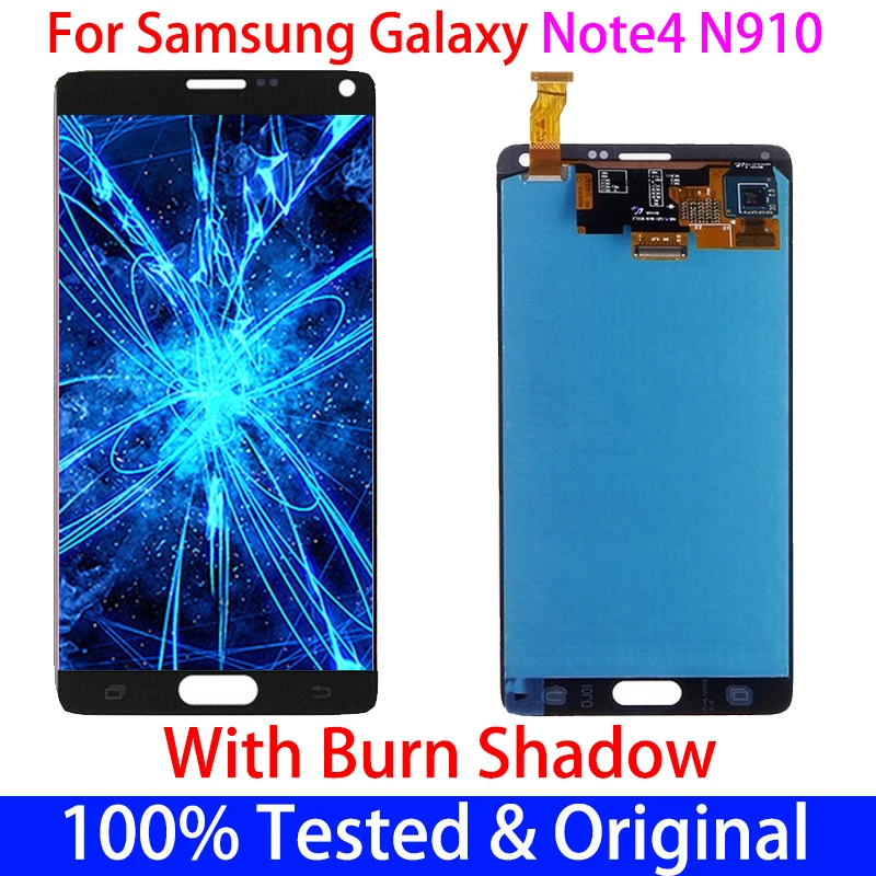 ЖК-дисплей Burn shadow для samsung Galaxy Note 4 оригинальный 5 7 дюйма сенсорный экран с
