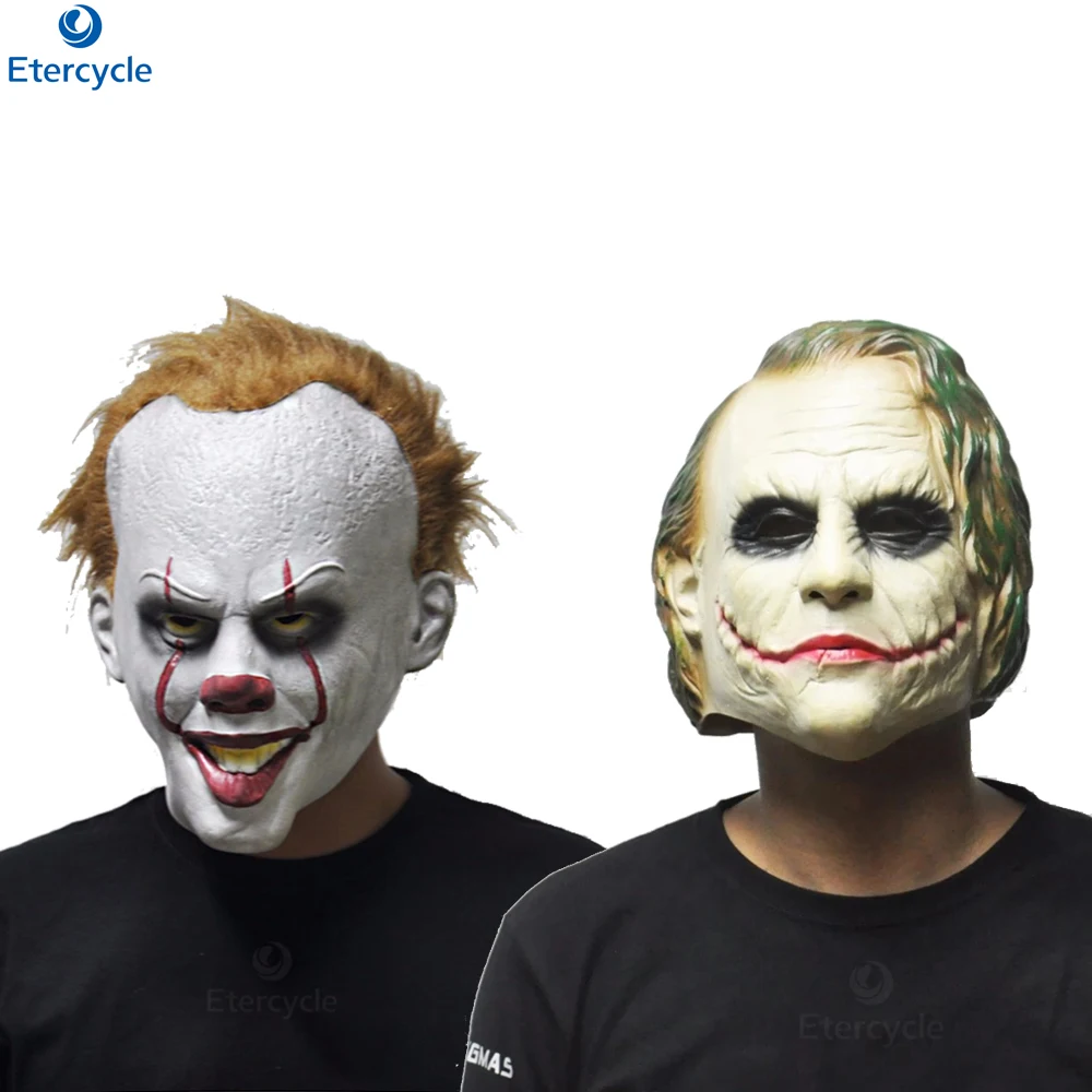 Маска клоуна Stephen King's It Pennywise Косплей Хэллоуин Ужасы шутливые маски вечерние латексный костюм реквизит