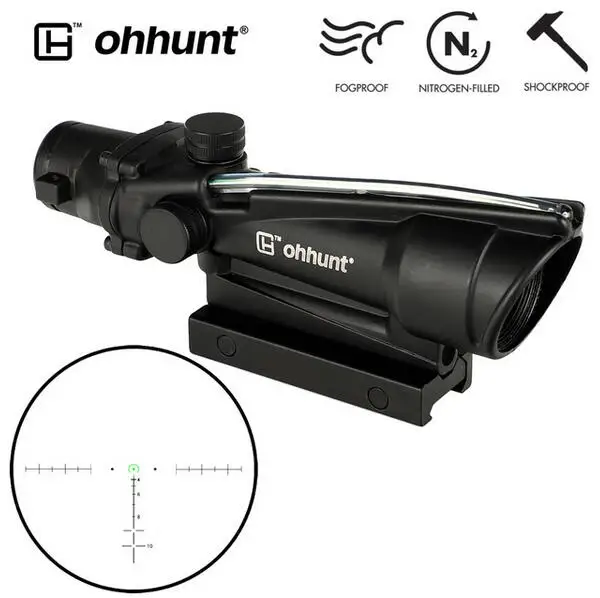 Reticle No.3Red Тактический 5x35 в стиле ACOG настоящий волоконный красный или зеленый стекло с подсветкой шеврон сетка оптика прицелы для охоты - Цвет: Reticle No.3Red