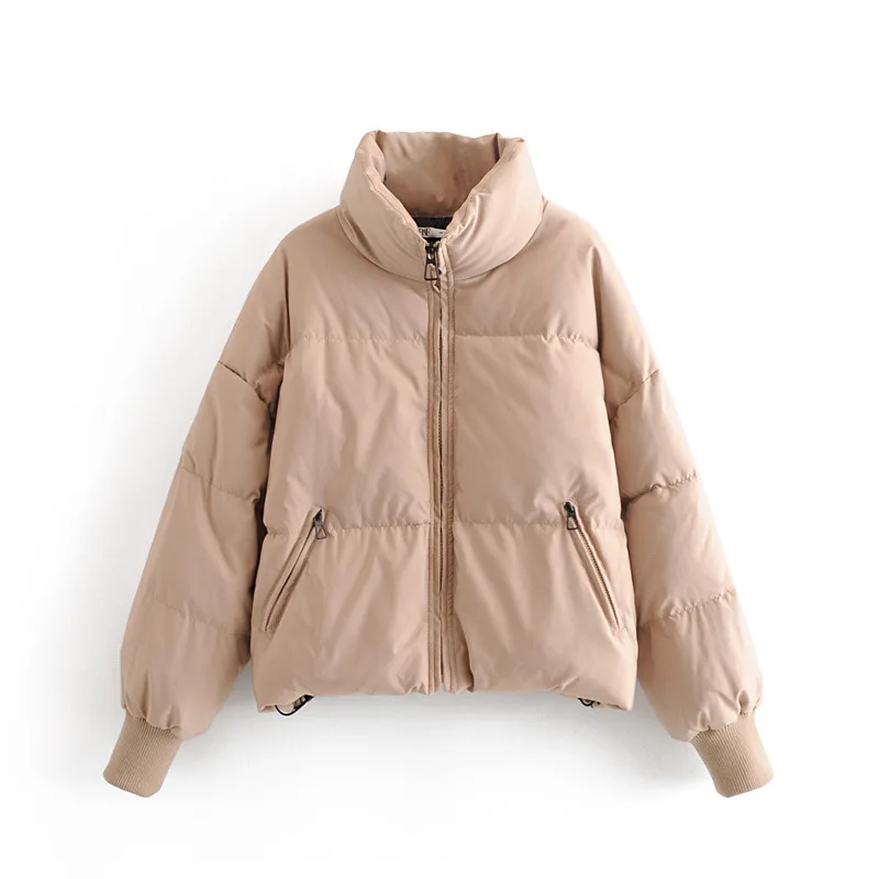 

Drawstring Waist Fastening with Pocket Woman Jacket Coat Stand Collor Fashion Winter Coat Women Warm Padded Cotton Parkas