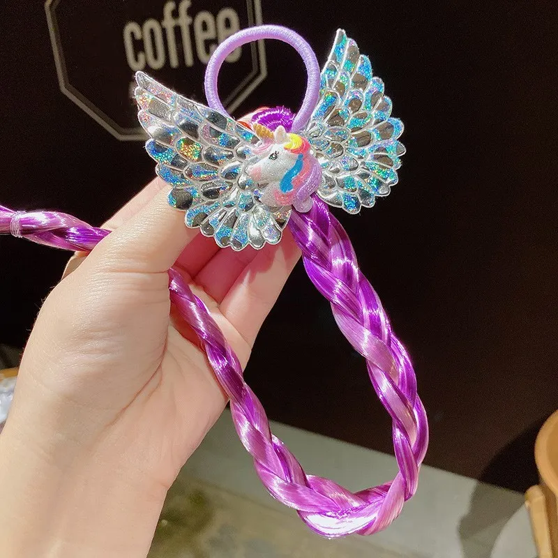 

NEW Colorful Wig Pigtail Elastic Hair Rings for Girls Ponytail Hair Ropes Sequin Glitter Unicorn Hair Scrunchies Kids Headwear
