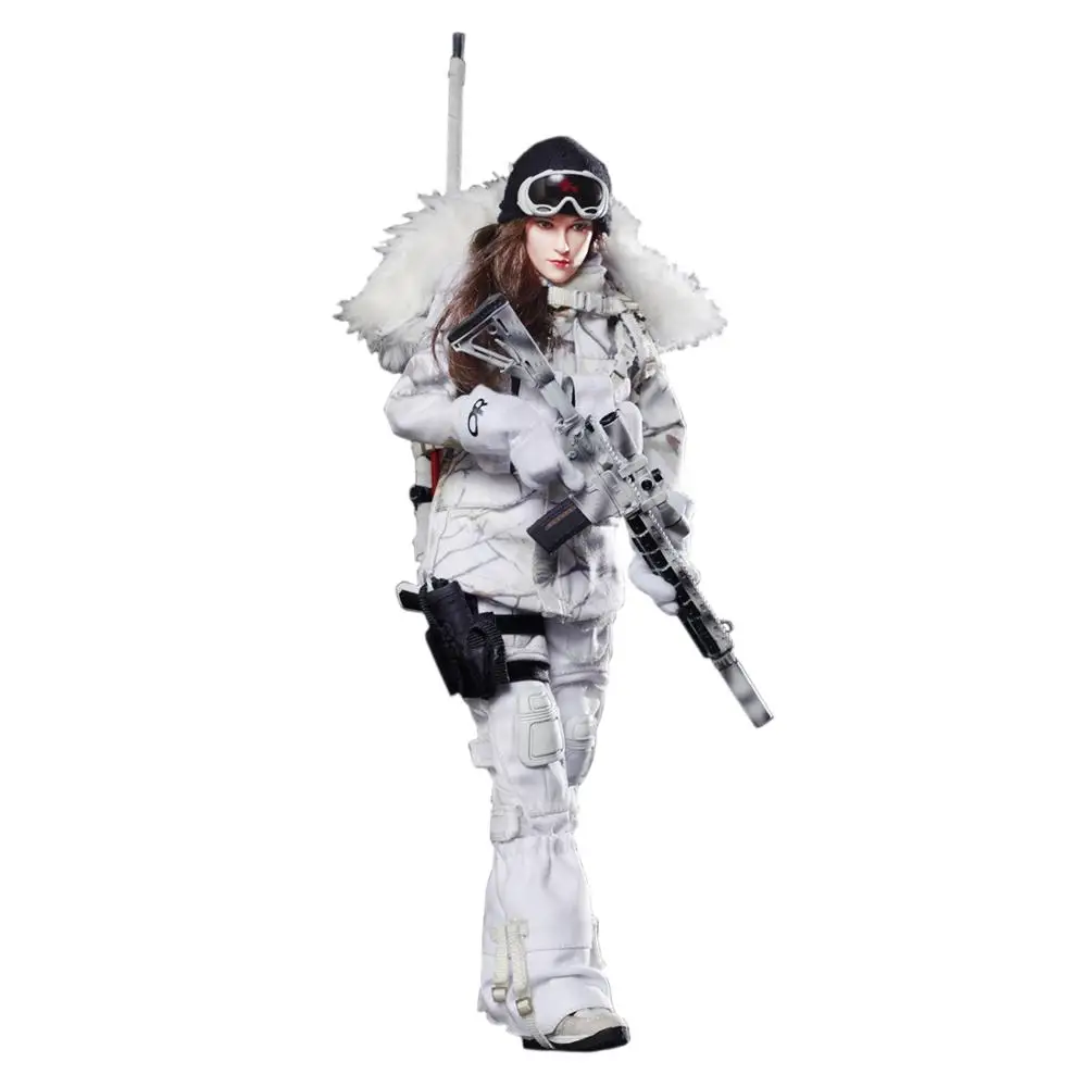 Белый 1/6 весы FLAGSET подвижные Snowfield женщина фигурку комплект 12 ''коллекционные Военная униформа женский Солдат модель игрушечные лошадки - Цвет: Белый