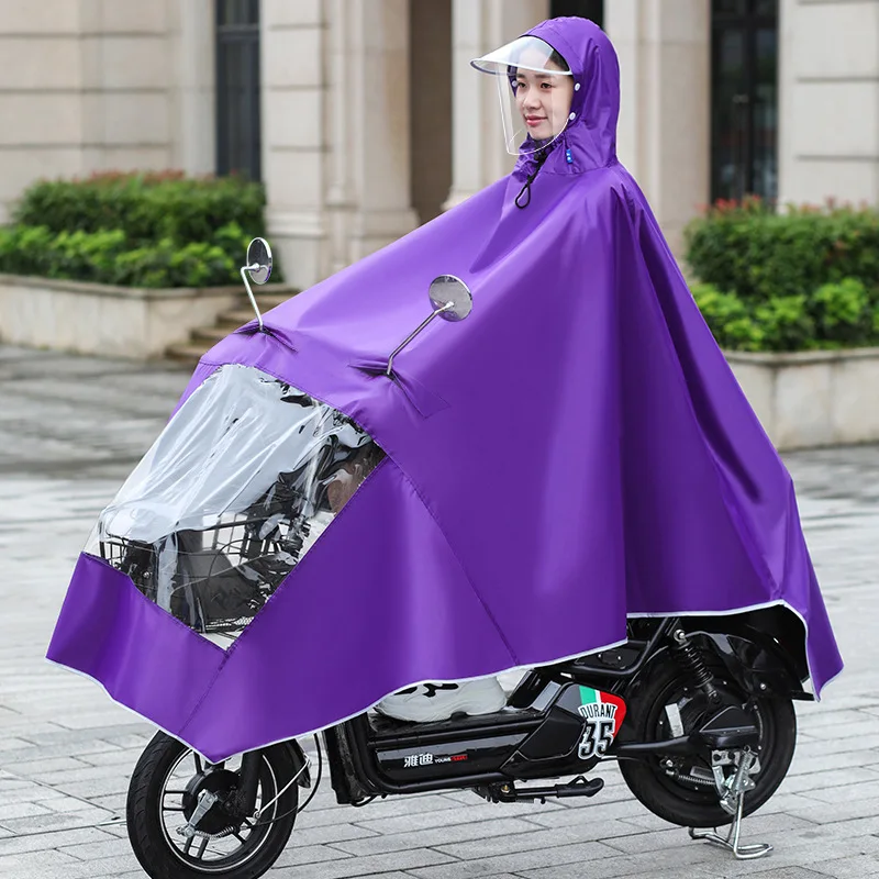 

Electric Bike Raincoat Thickened Double Hat Brim Adult Fashion Raincoat Riding Motorcycle Poncho Rain Gear