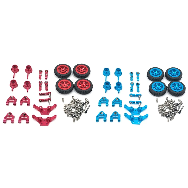 

2set Metal Full Set for WLtoys K969 K979 K989 K999 P929 P939 1/28 High Speed RC Drift Car,Red & Blue