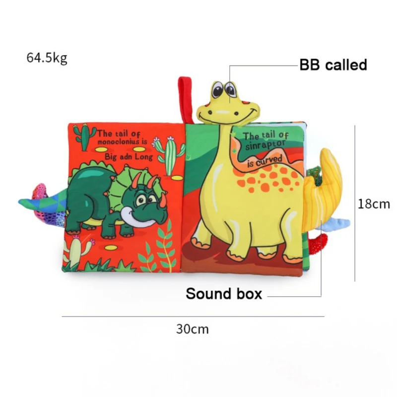 

Baby Teether Molar Toy Baby Development Education Books Best Gift Kids 3D Animal Tails Cloth Book New Baby Puzzle Toy