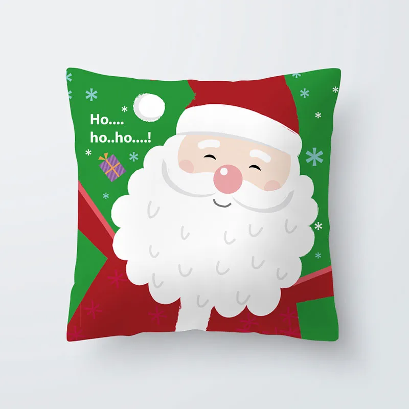 Квадратная льняная наволочка с надписью «Merry Christmas», наволочка с изображением Санта-лося и колокольчика для домашнего дивана, Рождественский Декор