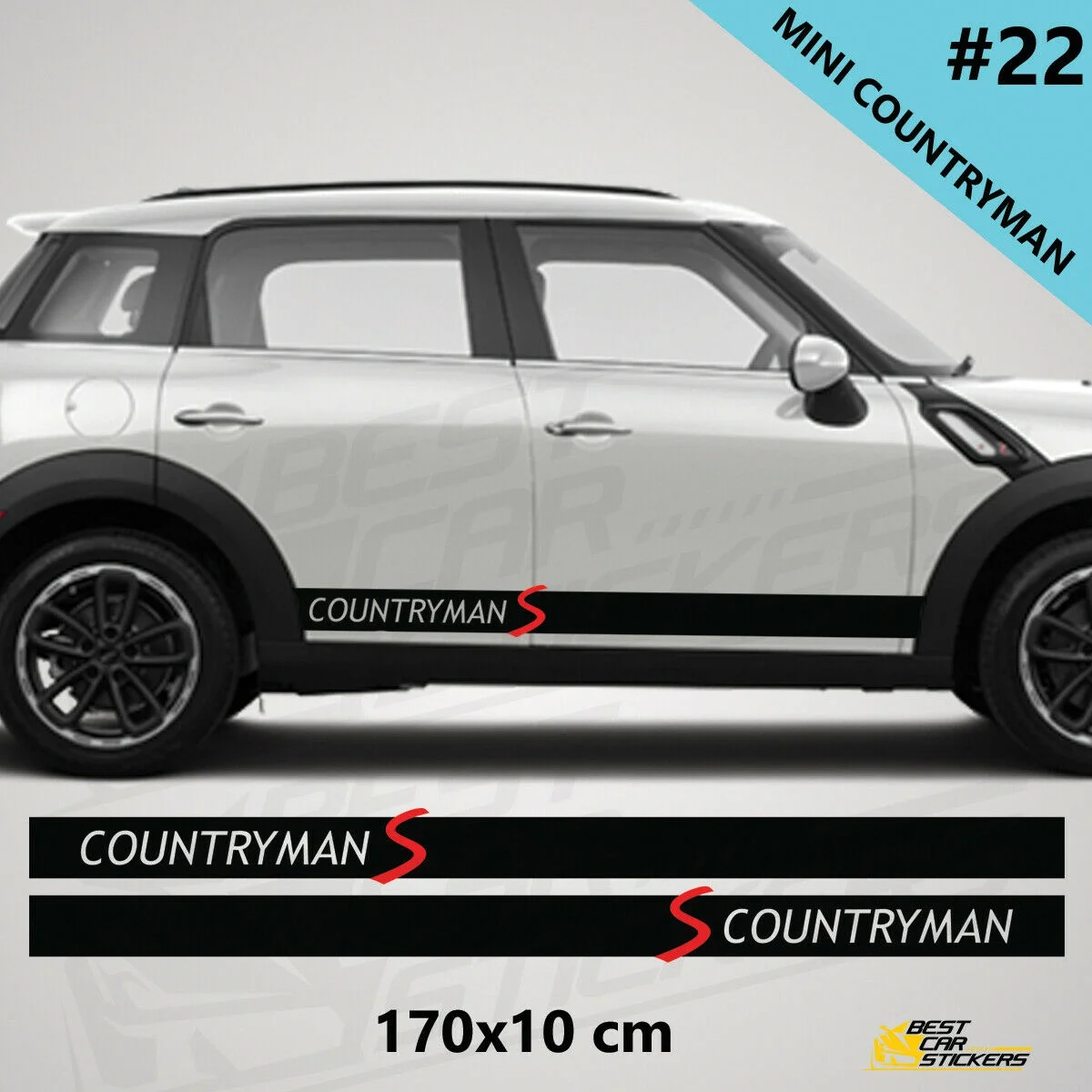 

For x2 Fits Countryman Side Racing Stripe Stickers For Mini Cooper Car Tuning