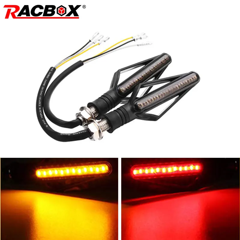 RACBOX 2/4 шт. Мотоцикл Скутер DRL течет последовательного воды рулевого светодиодный поворотники световой индикатор лампы 12V мотоцикл