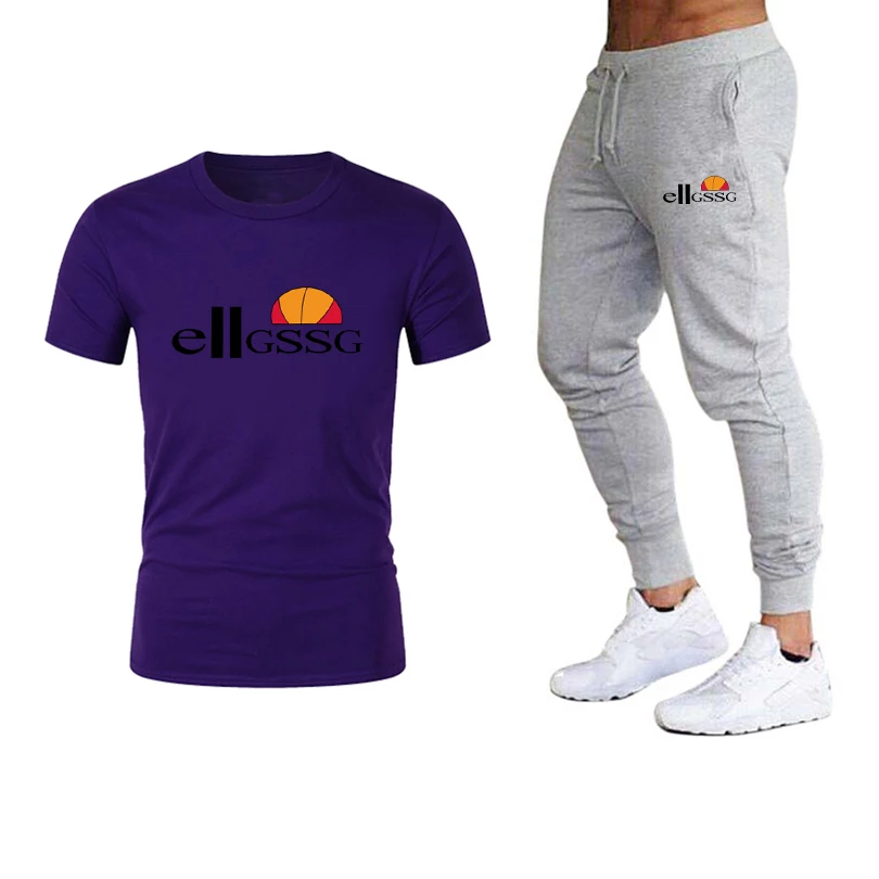 

New men's summer casual wear T-shirt + pants two pieces of casual sportswear men's sportswear gym brand clothing sports suits