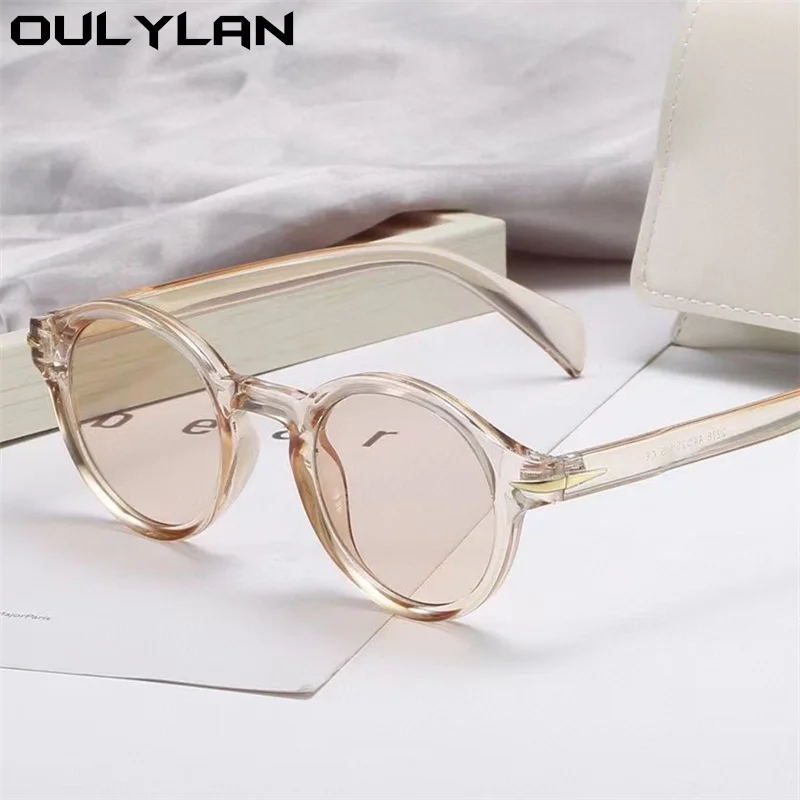 Маленькие круглые солнцезащитные очки Oulylan для женщин и мужчин винтажные желтые