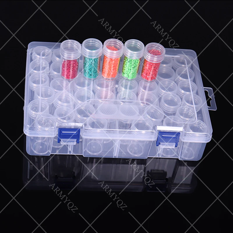 

44/88 Slots Bottles Diamond Painting Storage Box Plastic Nail Art Organizer Rhinestone Beads Case Holder Container Accessories