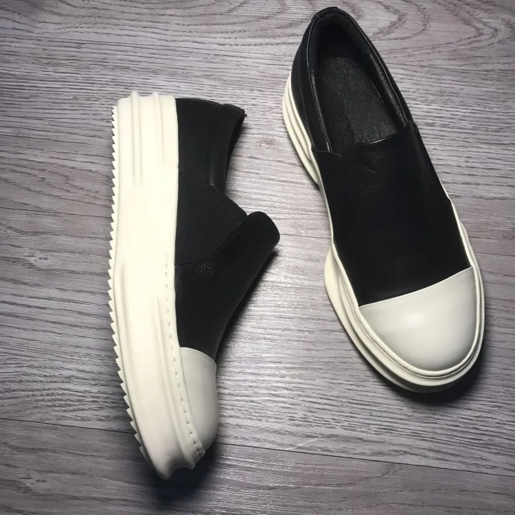 Men Women Couple Casual Genuine Leather Flat Platform Loafers Shoes Male Streetwear Fashion Hip Hop Punk Gothic Cow Shoe | Обувь